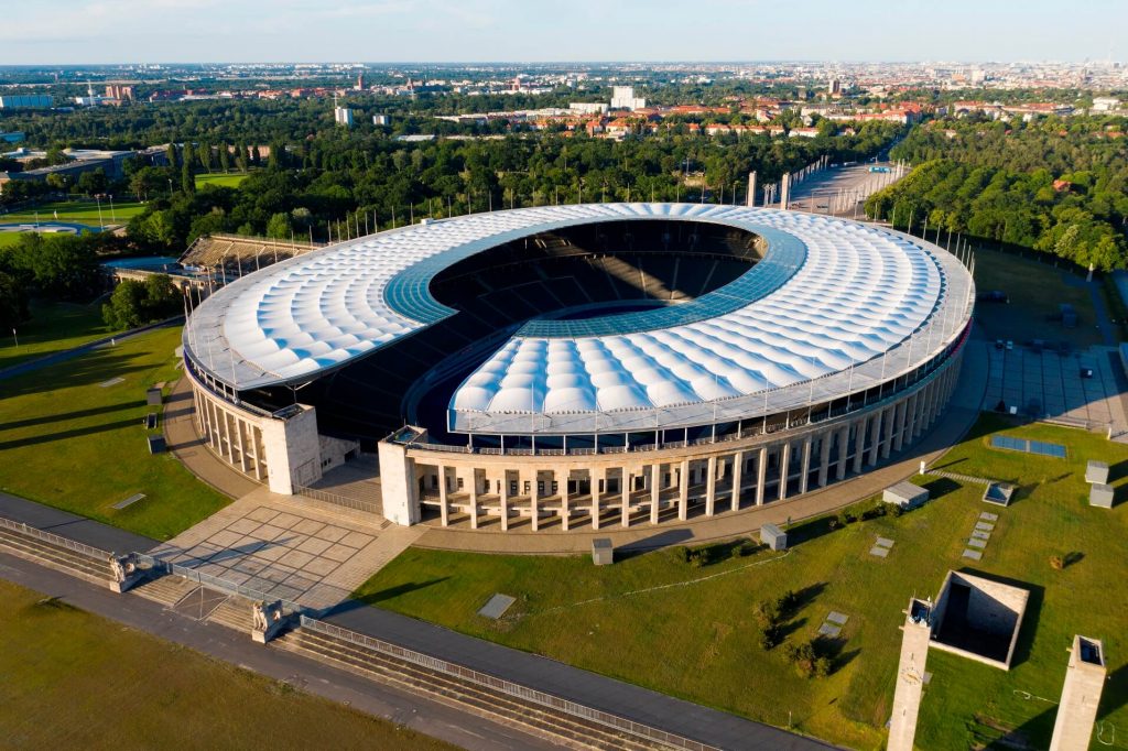 De constructie van het Olympiastadion Berlin 